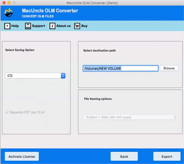 select ics file format