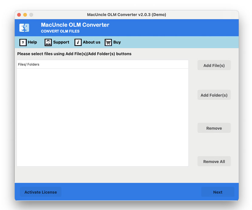 Start MacUncle tool to import OLM to Office 365