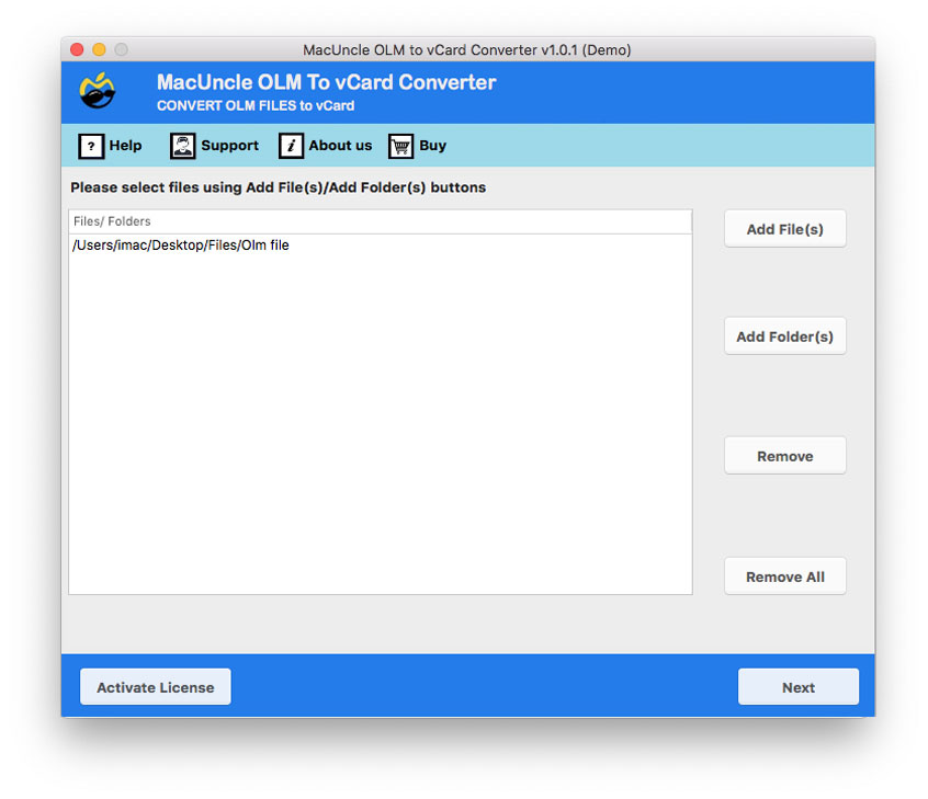 Import OLM Contacts to iCloud using MacUncle tool