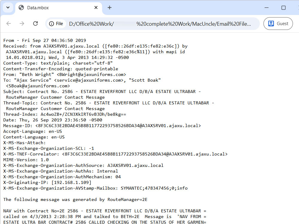Open MBOX File in Chrome