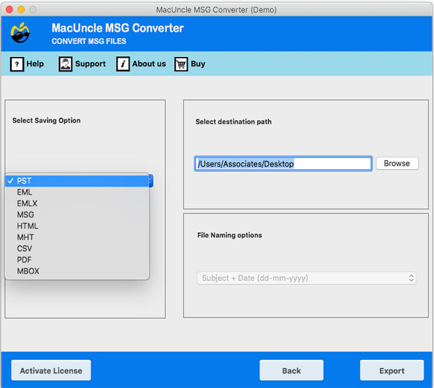 Choose MBOX format from the option