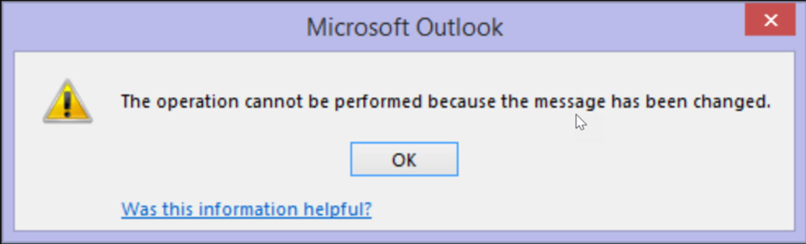 fix operation cannot be performed because the message has been changed