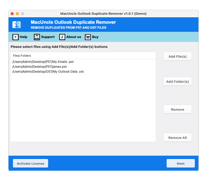 add pst files to the software 