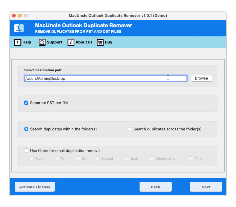 browse a location to store new pst file