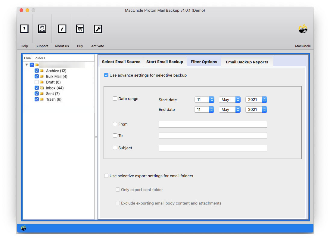 Filter option to migrate selective ProtonMail