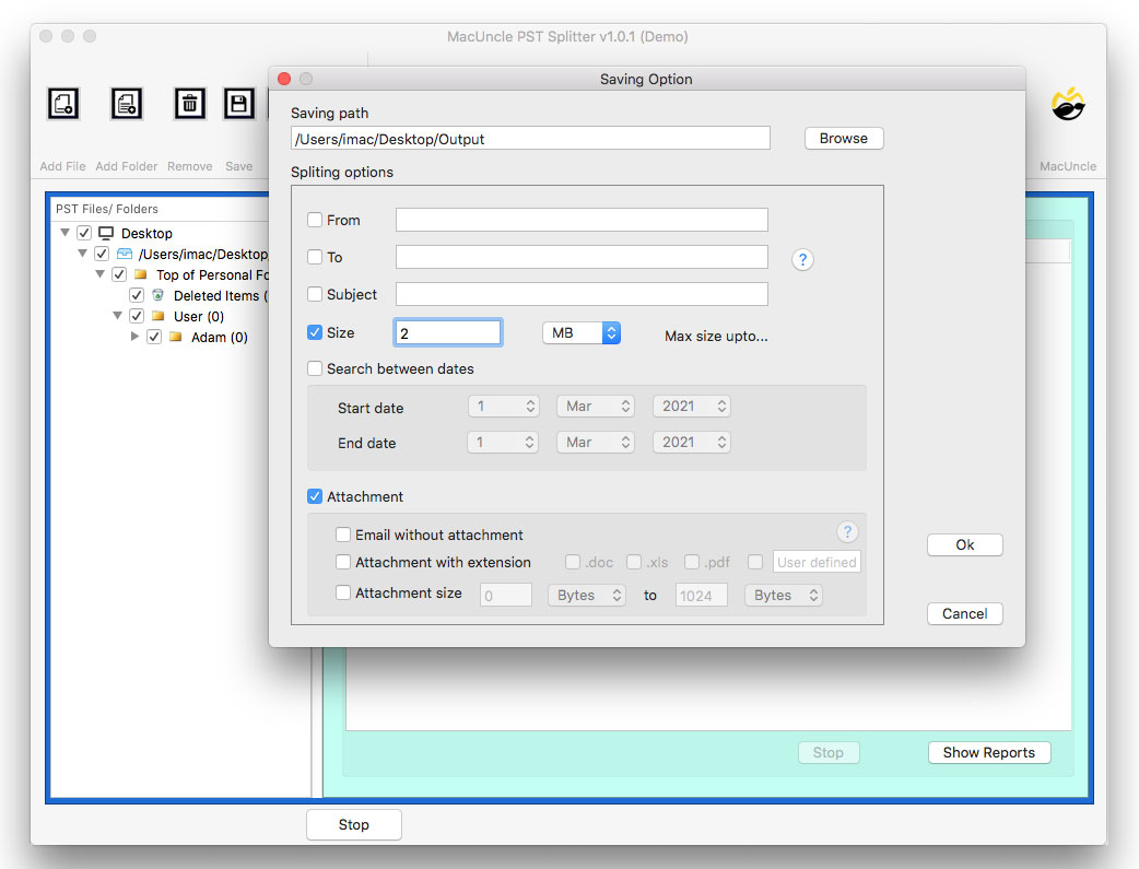 split pst file into smaller parts on mac