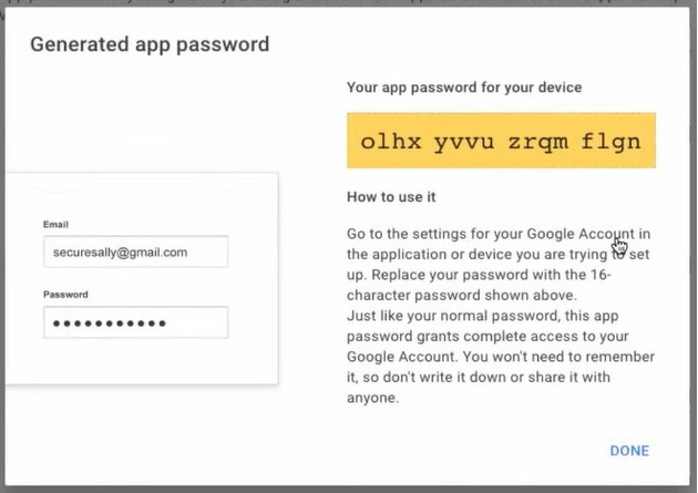 Get the 16-digit password