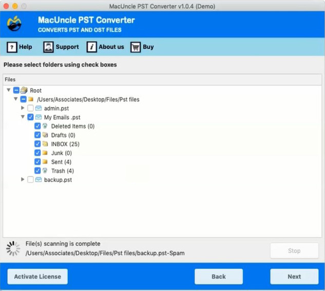 Choose the files to migrate