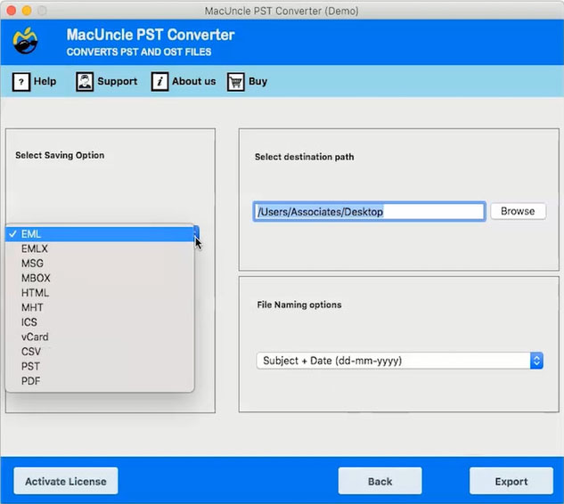 Choose MBOX files from Select Saving option