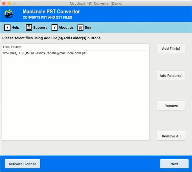 Start MacUncle to convert PST to Entourage