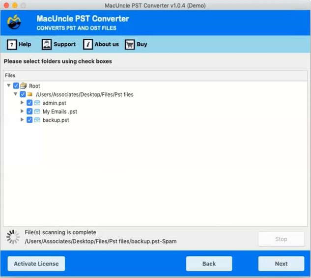 Choose the PST folder for migration