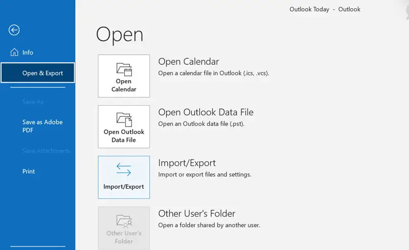 use import or export option 