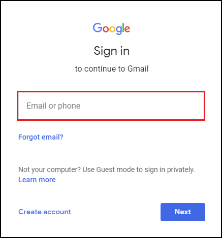 Login in to Gmail Account