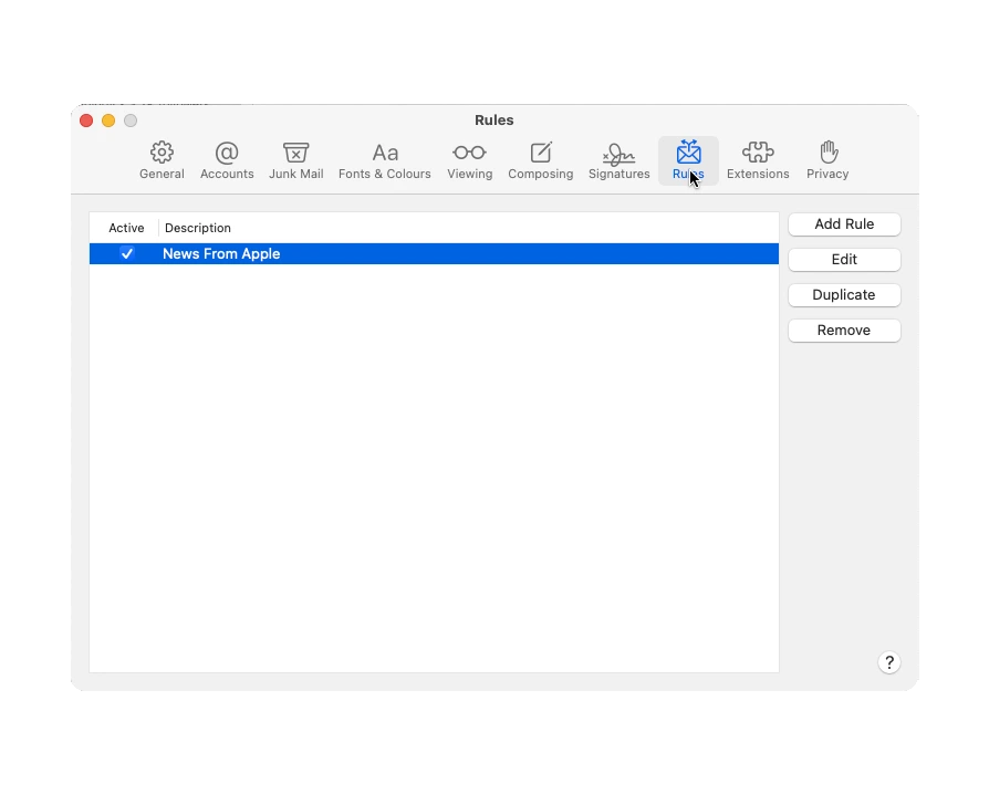 go to apple mail rules