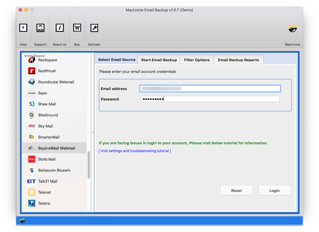 launch the software to migrate SquirrelMail to Roundcube