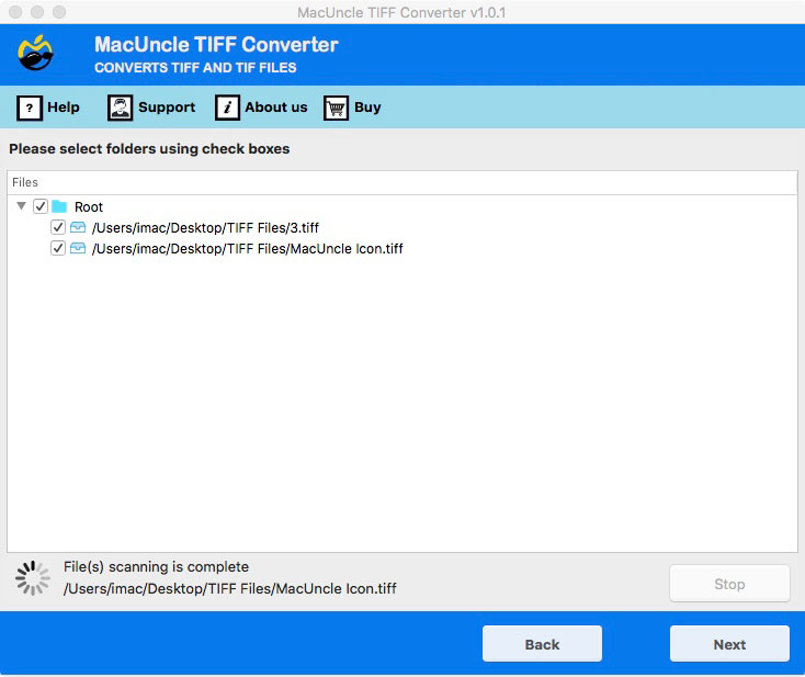 Choose desired TIFF file to convert to JPG format