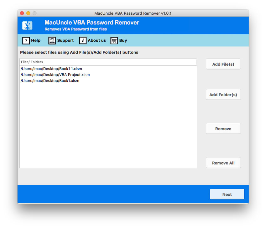 Add VBA Project files to the interface