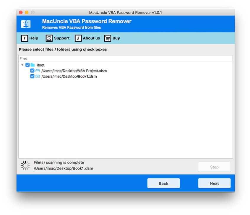 Select the file to Remove password from VBA access