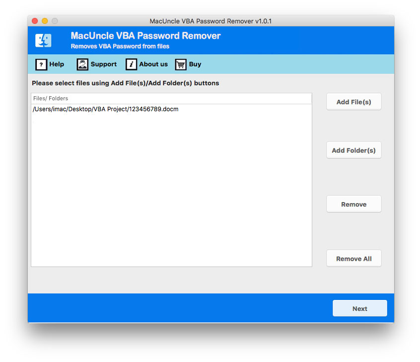 Open the software to remove password from Word VBA project