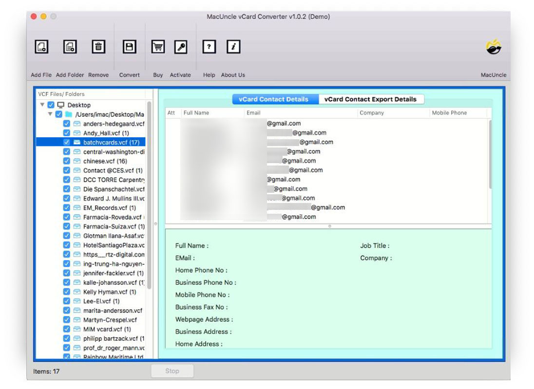 Preview VCF files before VCF to PDF Conversion