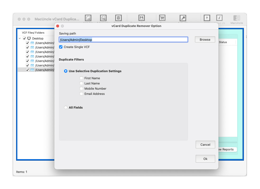 choose any of selective duplication options