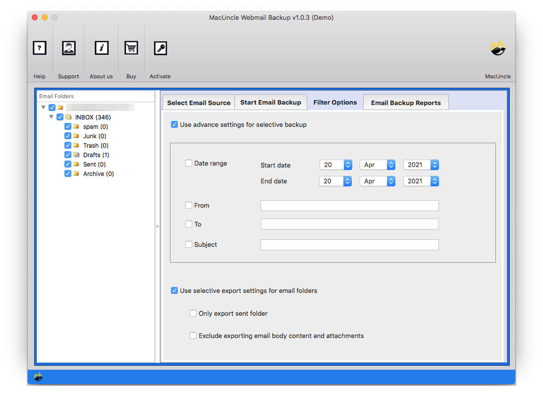 Filter options for selective cPanel to cPanel migration