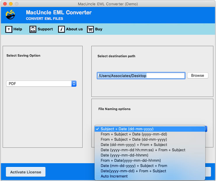 file naming & destination path