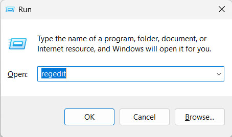 go to windows registry