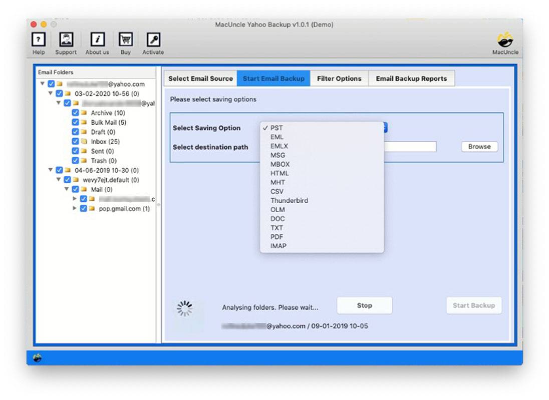 Select the EML file format